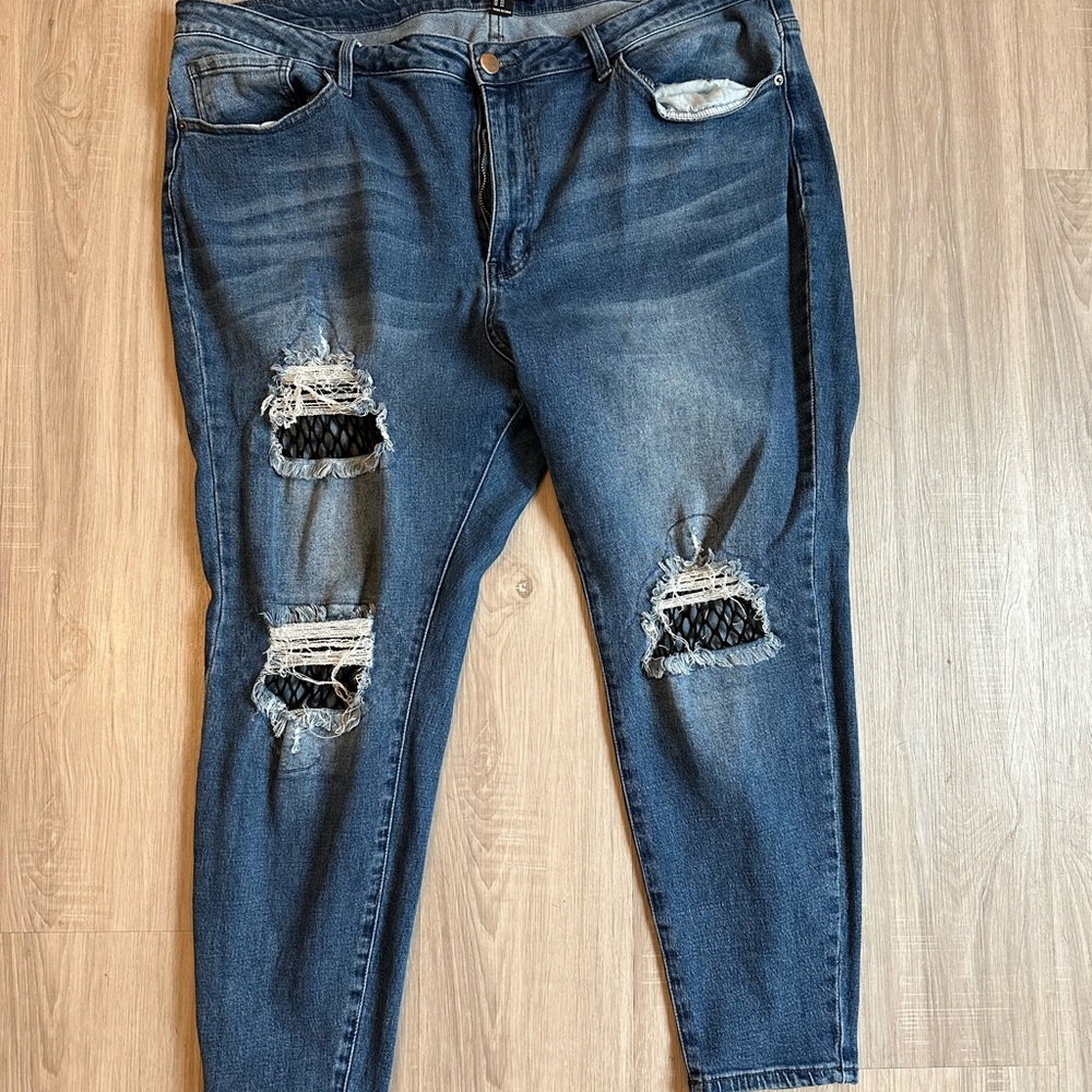 Torrid Blue Skinny Jeans Distressed Style